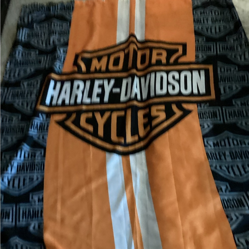 Harley-Davidson Orange and Black Bar & Shield Shower Curtain